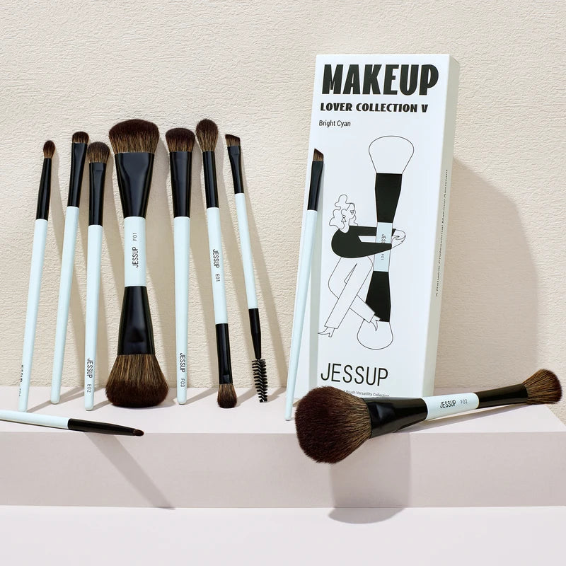 Professional Makeup Brush Set 10 Pcs Dual-Ended Face & Eye Brushes