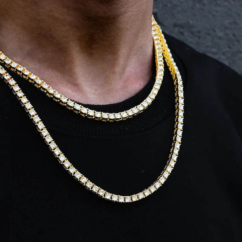 Men's Women's Iced Out 4MM Tennis Chain Necklace & Bracelet Set - Hip-Hop Jewelry