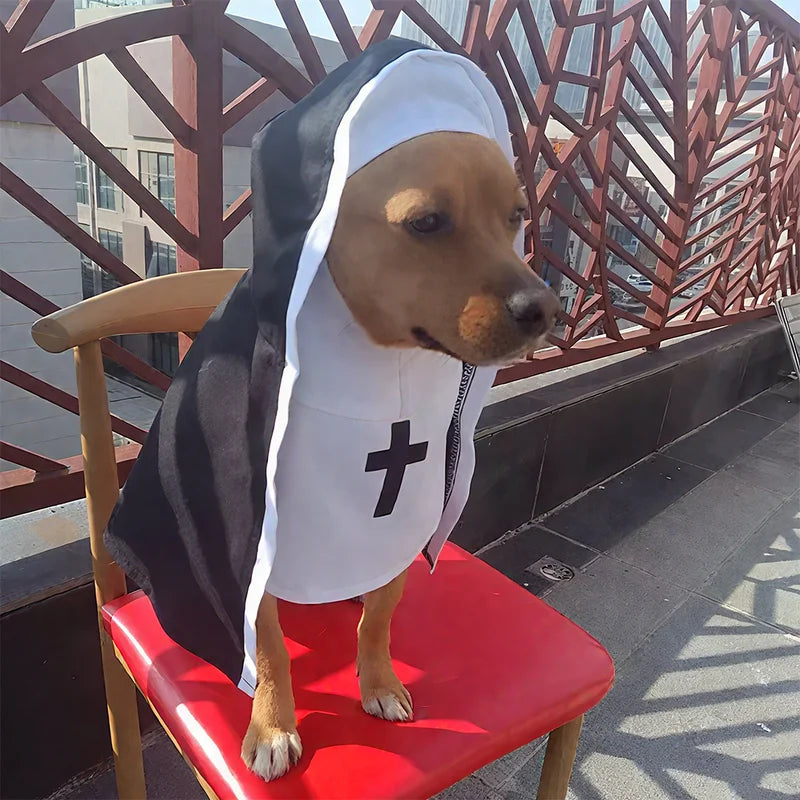 Halloween Pet Costume Nun Cosplay Outfit for Small Large Dogs & Cats