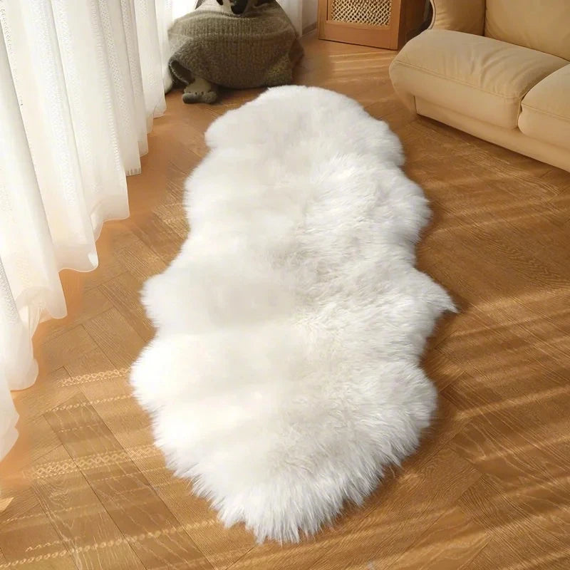 Fluffy Faux Fur Rug for Bedroom & Home Decor - Soft Plush Bedside Carpet