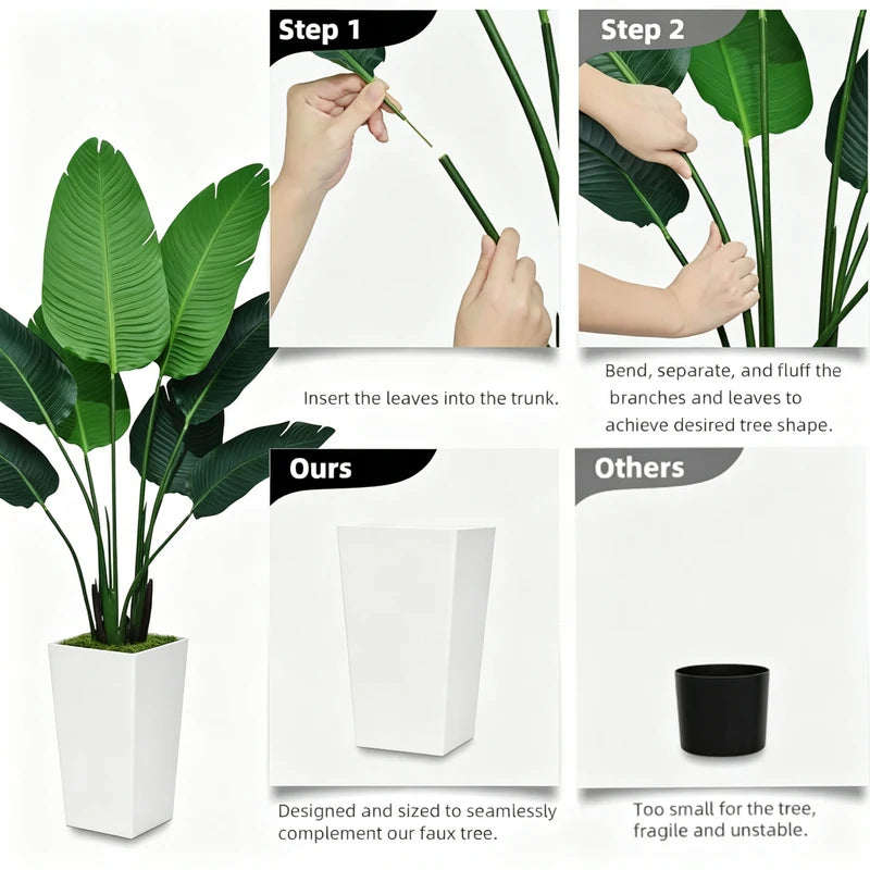 125cm Bird of Paradise Artificial Plant - Faux Tropical Tree with White Planter