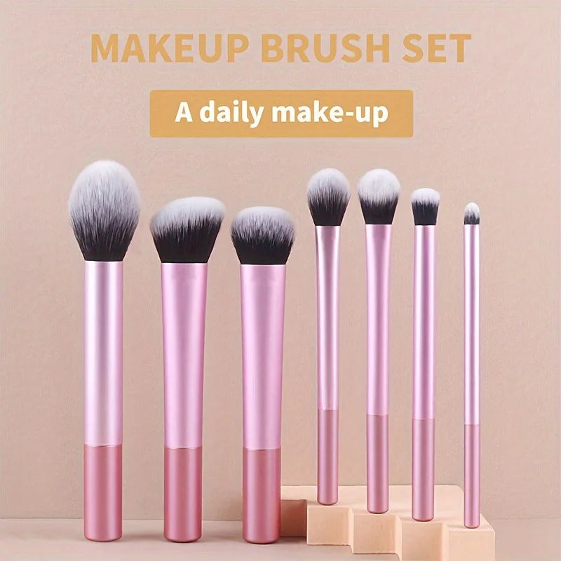 7-Piece Professional Makeup Brush Set Soft Synthetic Hair for Face Eyeshadow Blush