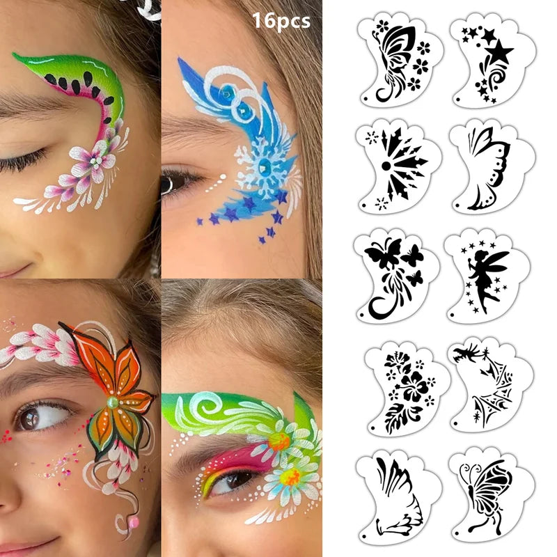 Kids Face Painting Stencil Set - DIY Mask, Graffiti, Tattoo & Stage Makeup Aid