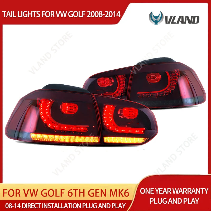 Golf MK6 Hatchback LED Tail Lights with Sequential Turn Signal Set of 2