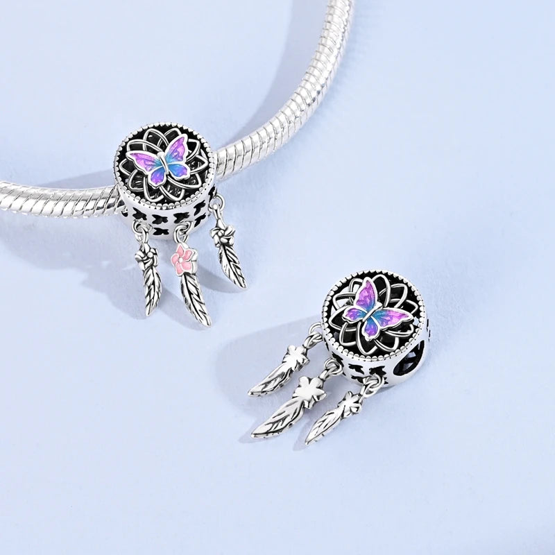 Sterling Silver Heart Shaped Charm Bead with CZ Zircon for DIY Jewelry Making