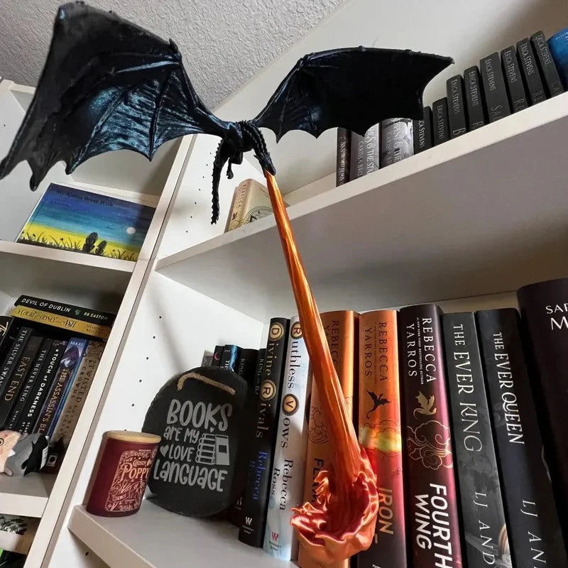 Dragon Flame Bookend Decor - Creative Fire Dragon Bookshelf Ornament Gift