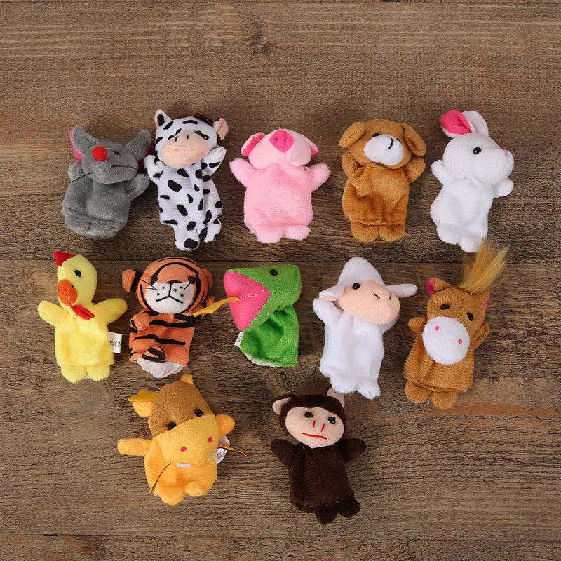 Kids Cartoon Hand Puppet Set - Plush Finger Dolls for Early Education & Play