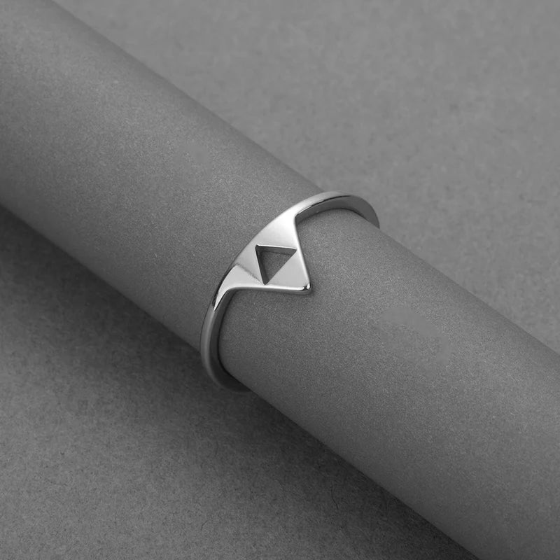 Vintage Stainless Steel Triforce Symbol Finger Ring for Men - Triangle Jewelry Gift