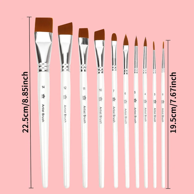 Professional Face Painting Brush Set - 10 Durable Makeup Art Tools with Nylon Bristles