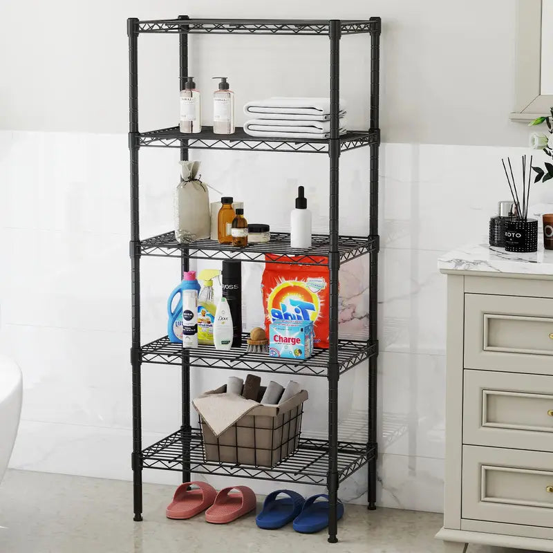 Heavy Duty Metal Wire Storage Shelves - Adjustable Multi-Tier Organizer for Living Room & Kitchen