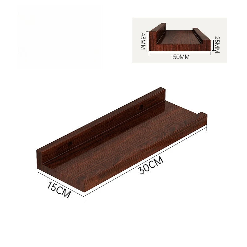 Wood Wall Shelf with Perforated Word Board - Home Storage & Decoration