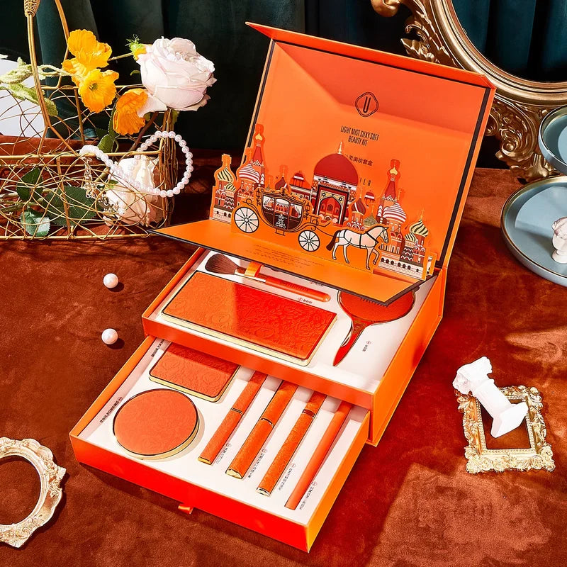 Holiday Makeup Set with Lipstick Eyeshadow Eyeliner and Brow Pencil - Gift Box