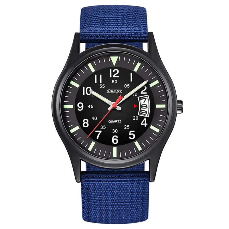 Men's Fashion Nylon Quartz Watch with Calendar - Military Army Style