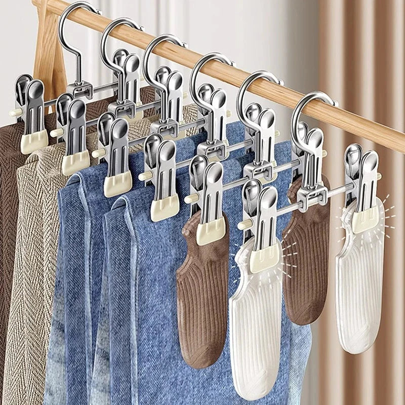 5pcs Stainless Steel Trouser & Shoe Rack Hangers Adjustable Portable Storage