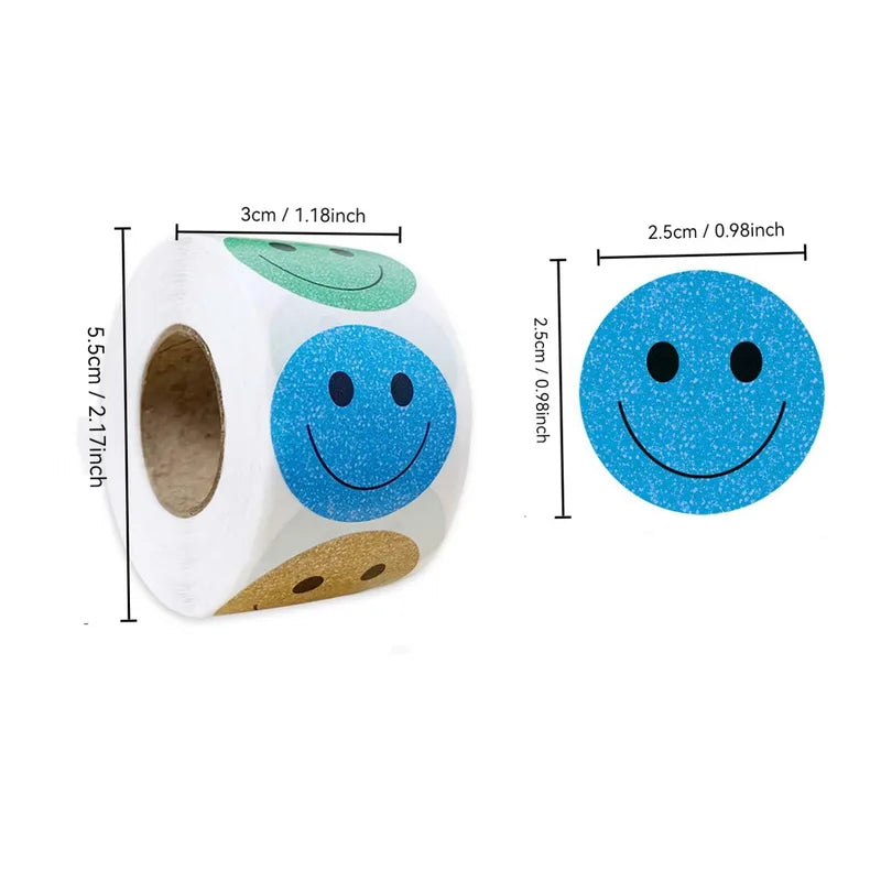 500pcs Happy Face Round Stickers for Classroom Rewards and Gifts