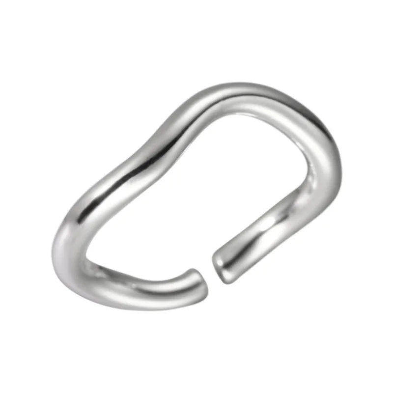 925 Sterling Silver Wavy Line Open Ring for Women Elegant Jewelry Accessory