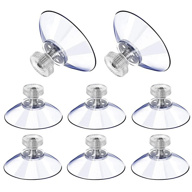 Heavy Duty Transparent Suction Cups with Screw Nut - Waterproof Plastic Adhesive Holders