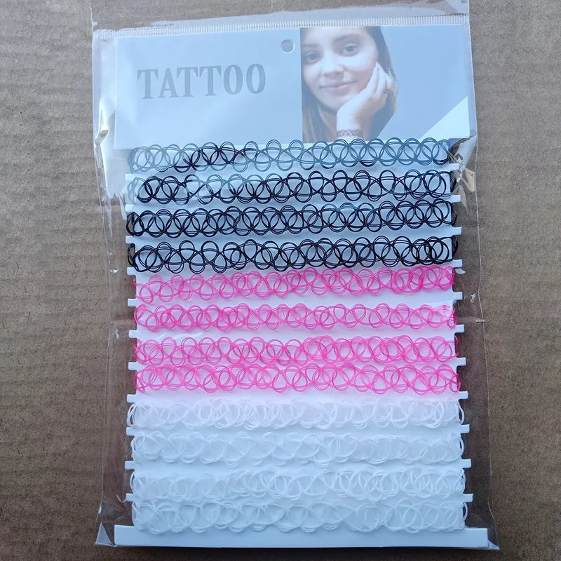 12-Pack Colorful Fishline Necklaces Set for Layering and Goth Style
