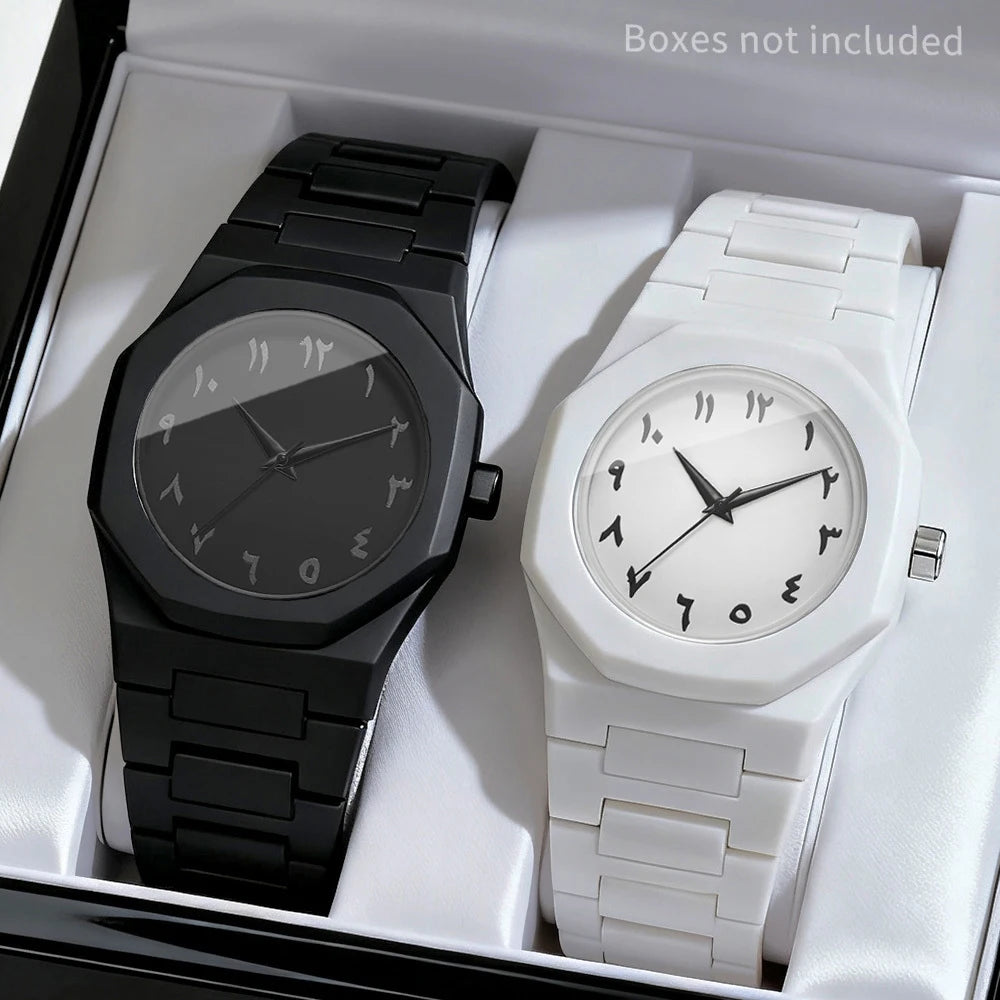Men's Quartz Watch Set - Casual Sports Wristwatches with Plastic Bands, 2-Pack