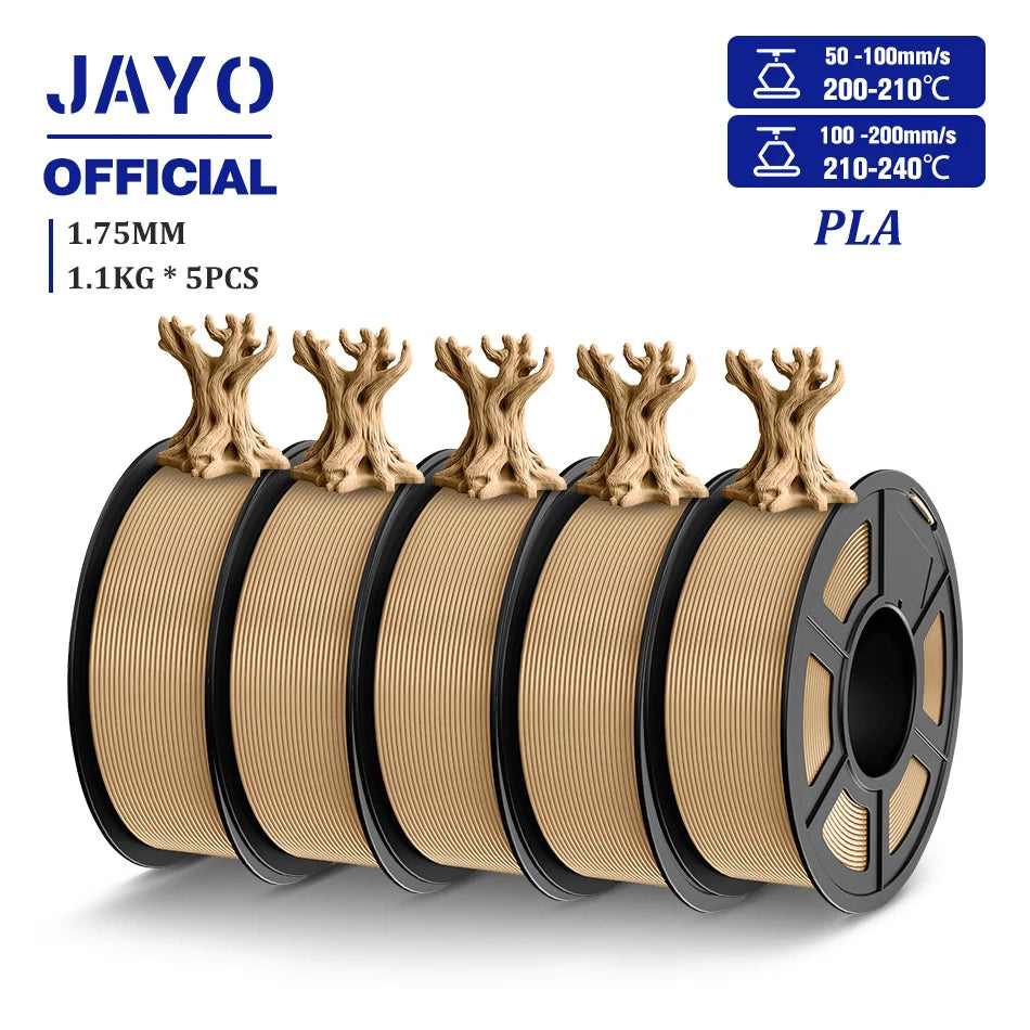 3D Printer Filament Set PLA PETG Silk Wood Marble 1.75mm 5 Rolls 1.1KG