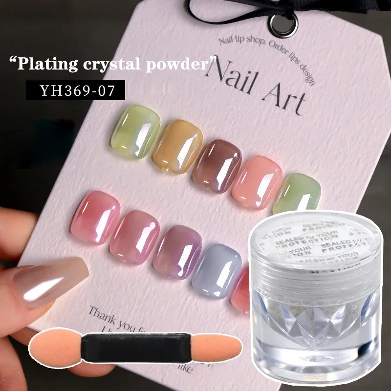Pearl White Glitter Dust Chrome Powder for Nail Art - Moonlight Finish