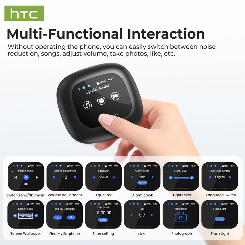 Wireless Earbuds Bluetooth 5.3 TWS with Noise Canceling Mic Touch Control LED Display Sport Headphones