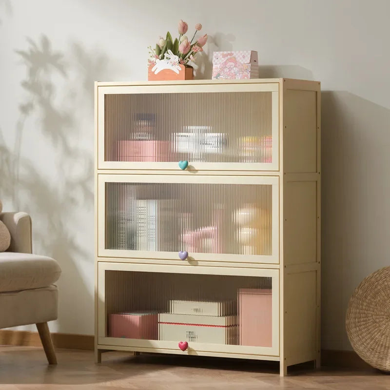 Multi-Layer Clamshell Storage Cabinet for Household Living Room and Bedroom Organization