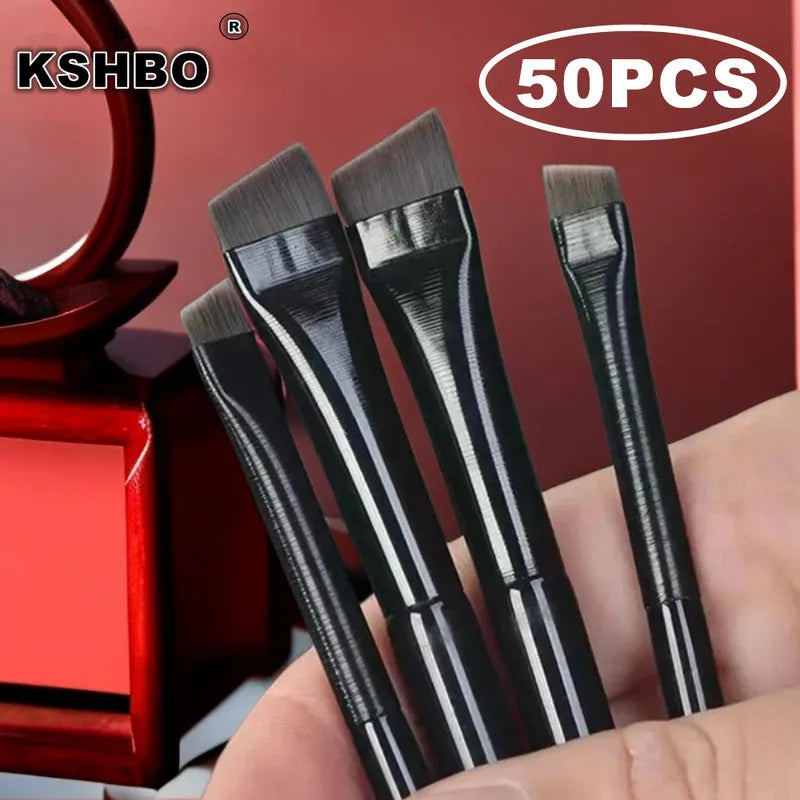 50Pcs Eyebrow and Eyeliner Makeup Brush Set - Small Angle Contour Brushes for Female Grooming