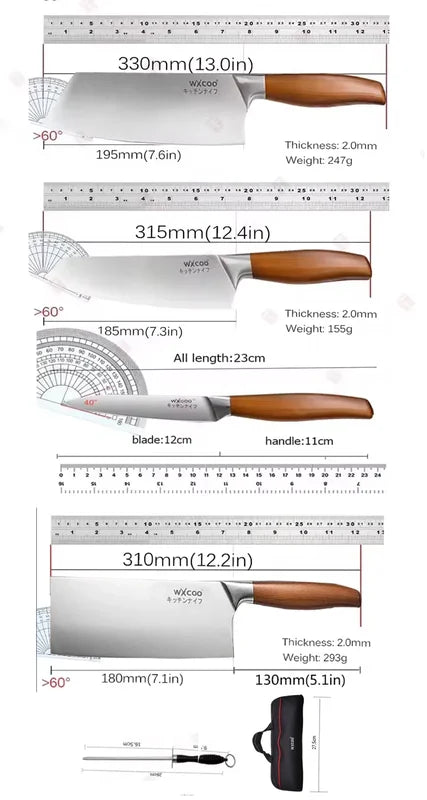 Japanese Chef's Knife - Stainless Steel Utility Kitchen Knife for Meat Fish & Vegetables