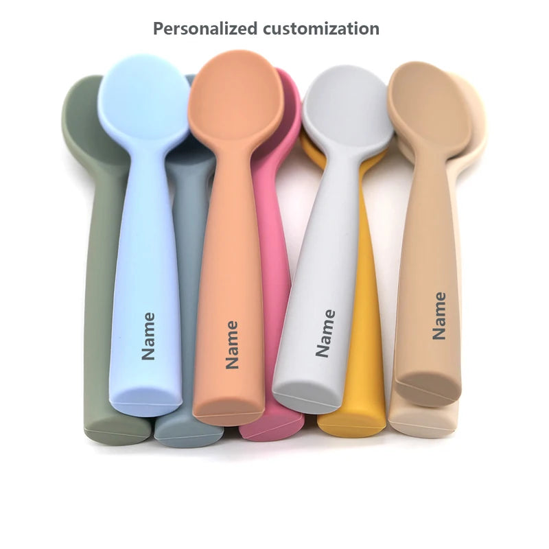 Personalized Silicone Baby Spoon - Soft Childrens Feeding Utensil with Custom Name