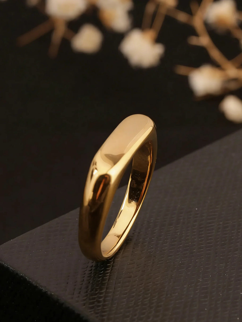 Geometric Gold Signet Ring Stainless Steel for Men & Women - Elegant Daily Wear Gift