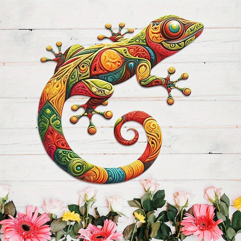 Iron Gecko Wall Decor - Garden & Home Wall Art for Indoor and Outdoor Spaces