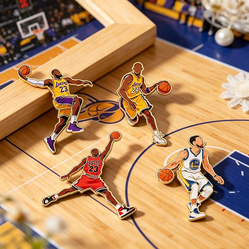 Basketball Lapel Pin Set - 4pcs Sports Badge for Fans & Athletes