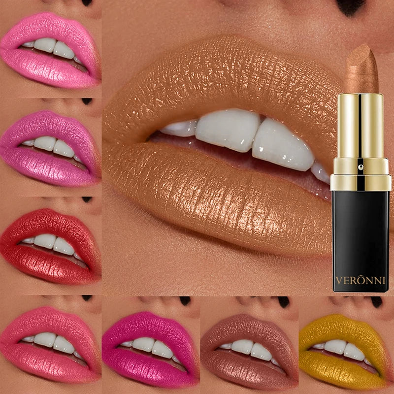 10 Color Glitter Lipstick & Lip Gloss Set - Waterproof Long Lasting Shimmer Pearlescent Lip Makeup