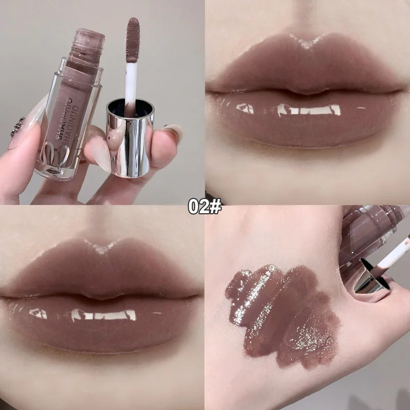 Moisturizing Lip Gloss Mirror with Fine Flash - Gothic Black Silver Finish