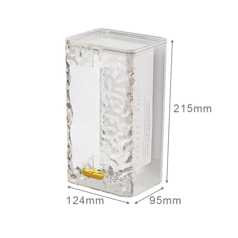 Rectangular Transparent Tissue Box Wall Mount Bathroom Storage Napkin Holder