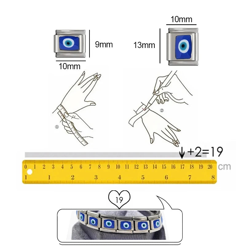 Star Love Italian Charm Bracelet Stainless Steel Beads Jewelry DIY Gift Fit 9mm