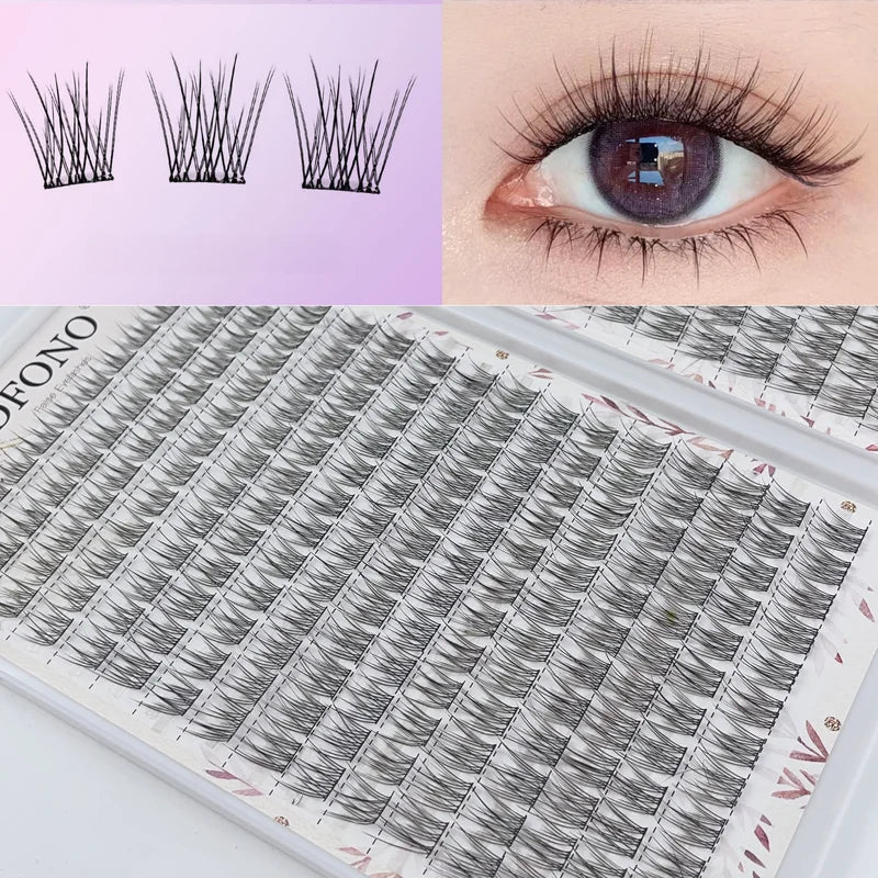 Soft 10-12mm Fish Tail Single Cluster False Eyelashes for Daily Makeup & Extensions