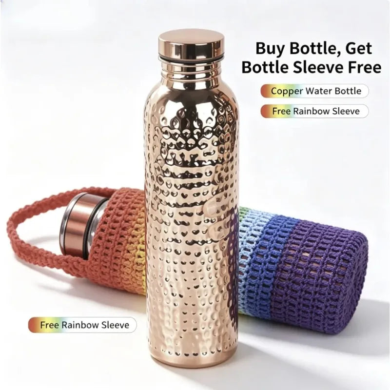 Vintage Copper Water Bottle 800ml-1000ml Outdoor Drinking Cup - Gift & Daily Use