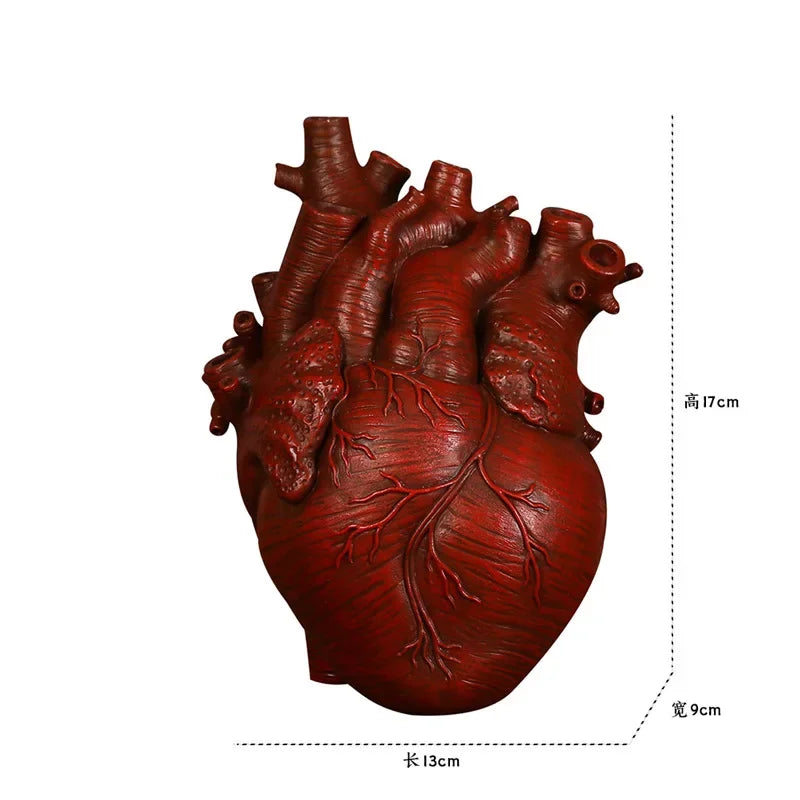 Heart-Shaped Vase for Flowers Home Decor Resin Ornament Desktop Accessories