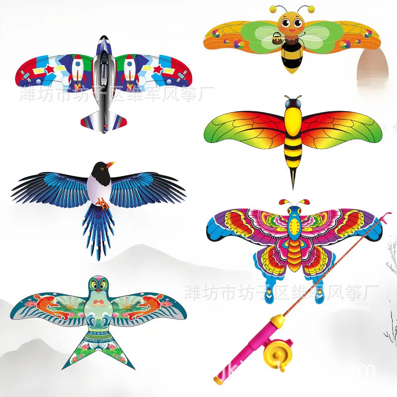 Kids Cartoon Kite with Hand Brake and Folding Design - Outdoor Flying Toy