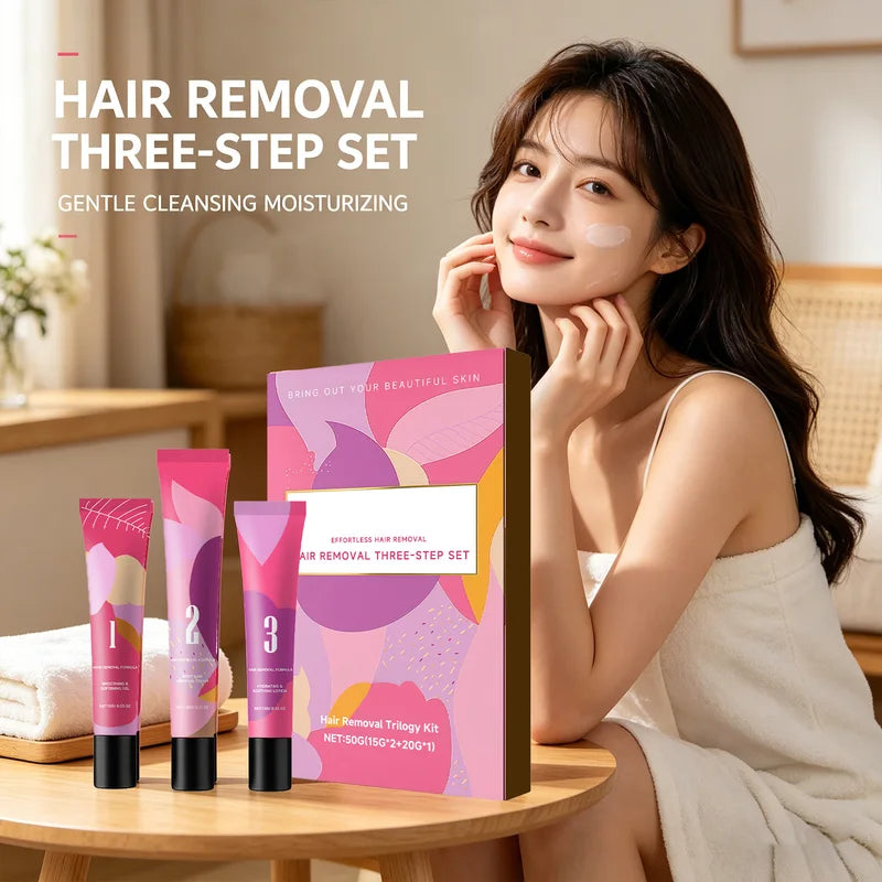 Facial Hair Removal Kit for Sensitive Skin - Gentle 3-Step Set, 50g