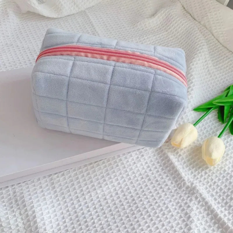 Small Cosmetic Bag for Travel and Makeup Storage - Portable Plush Organizer