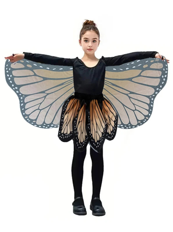 Kids Butterfly Costume with Fairy Wings for Girls Halloween Dress-Up