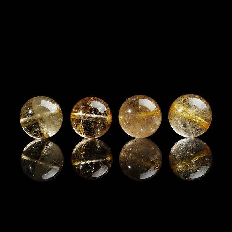 Natural Stone Rutilated Quartz Beads - 4mm-7mm Round Loose Spacer Beads for Jewelry Making