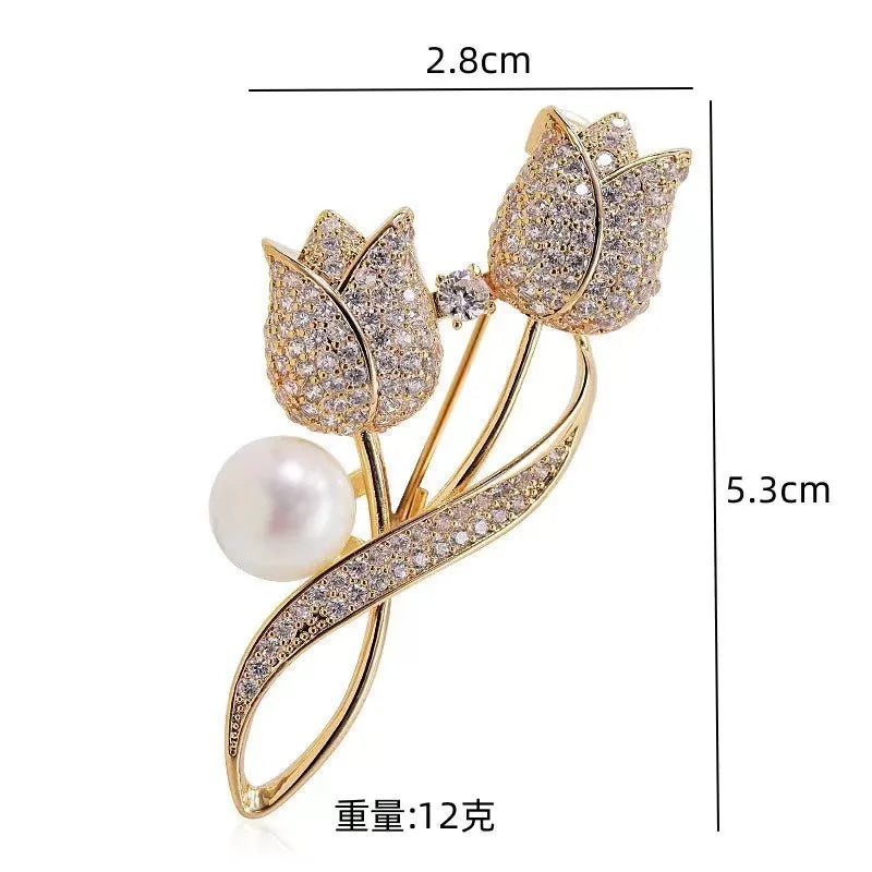 Women's Elegant Tulip Flower Brooch Pin for Coat Dress Gift - All Colors