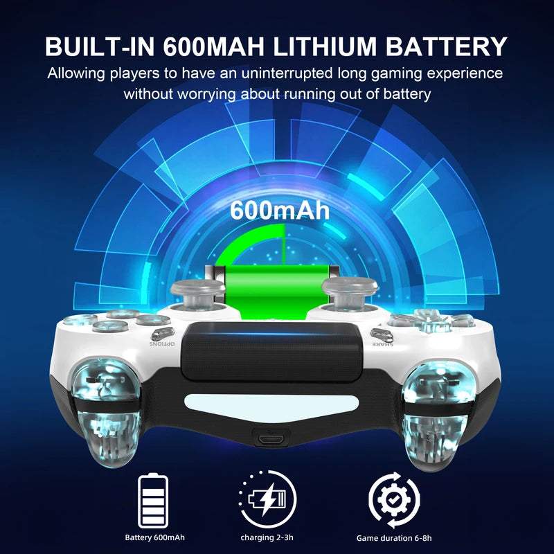 Wireless Game Controller for PS4, PS3, PC with RGB Lighting & Bluetooth