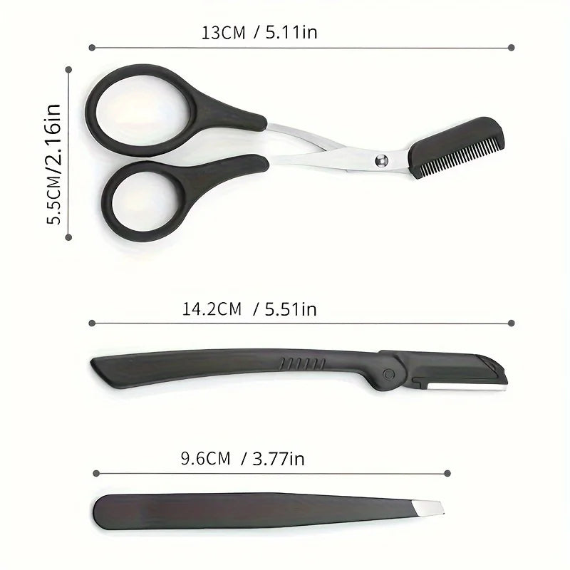 Eyebrow Grooming Kit Set for Women and Men - Stainless Steel Includes Comb & Trimmer