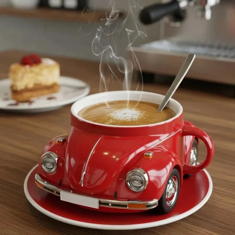 Funny Beetle Shaped Coffee Mug - Unique Novelty Car Cup for Desktop Decor