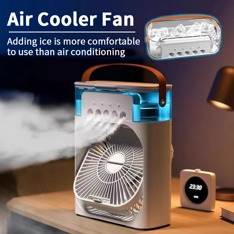 3-in-1 Portable Air Cooler Fan Humidifier with LED Night Light - Personal Climate Control